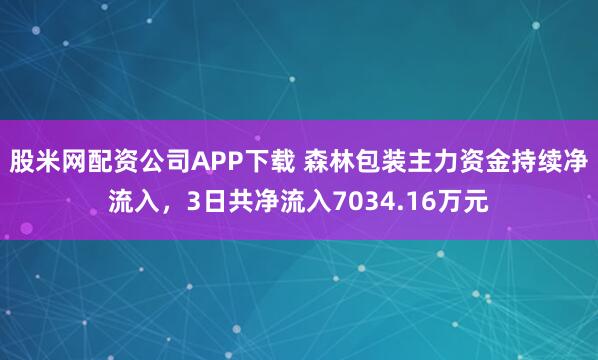 股米网配资公司APP下载 森林包装主力资金持续净流入，3日共净流入7034.16万元